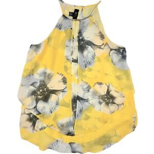 BCX Women's Size Medium Top Halter Layered Flowy Flower Summer